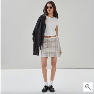 Urban Outfitters Preppy Plaid Mini skirt Creme Orange Size Medium